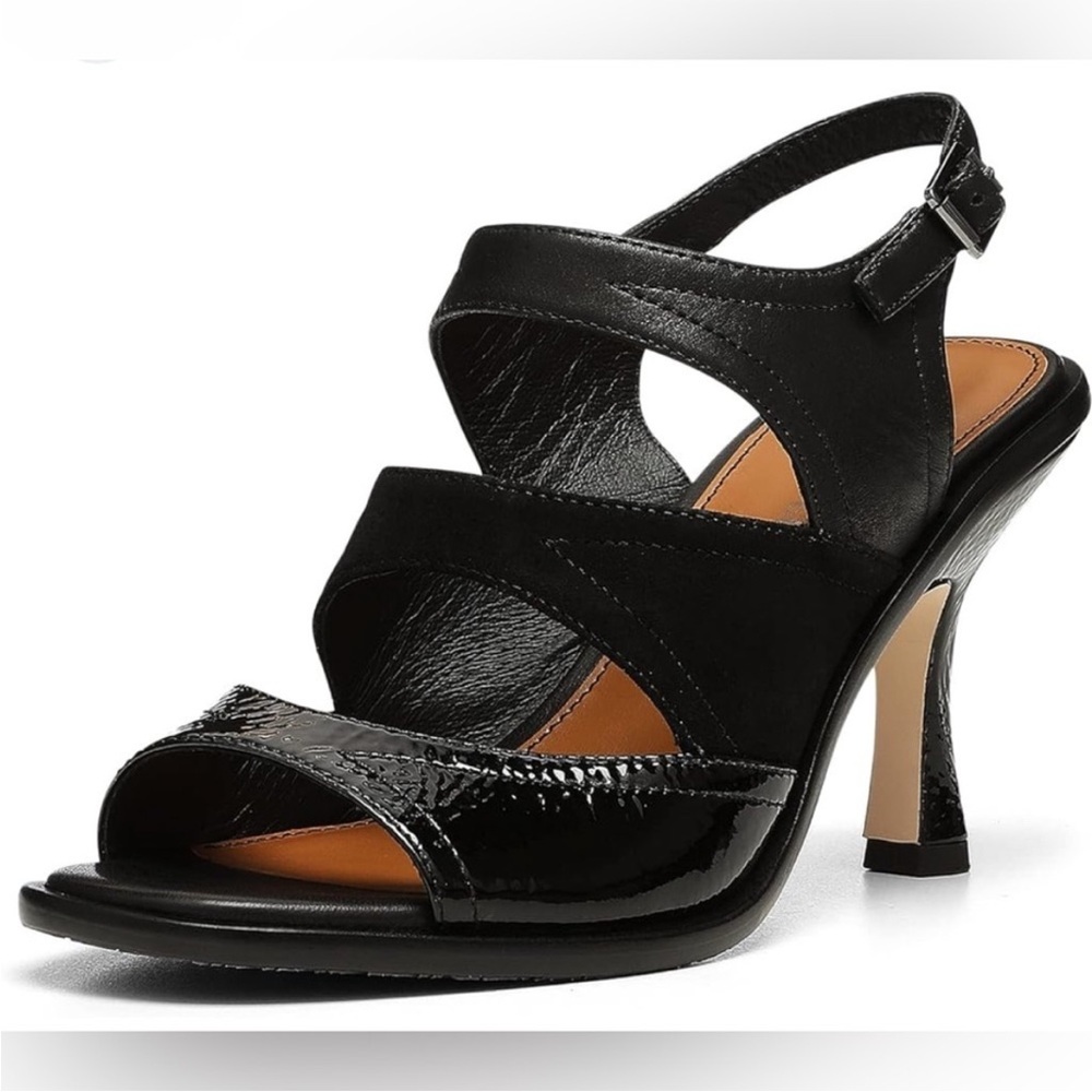 Donald J. Pliner Black Heeled Sandals with Sculpted Heel sz. 6.5 NWT